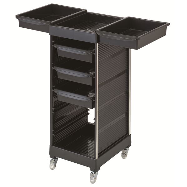 ★【6段エステワゴン ブラック　多目的ワゴン　サロン用品　美容　理容】キャスター付き　J01165 ストックワゴン W 6段タイプ ブラック 幅39×奥行45.5×高さ92cm [