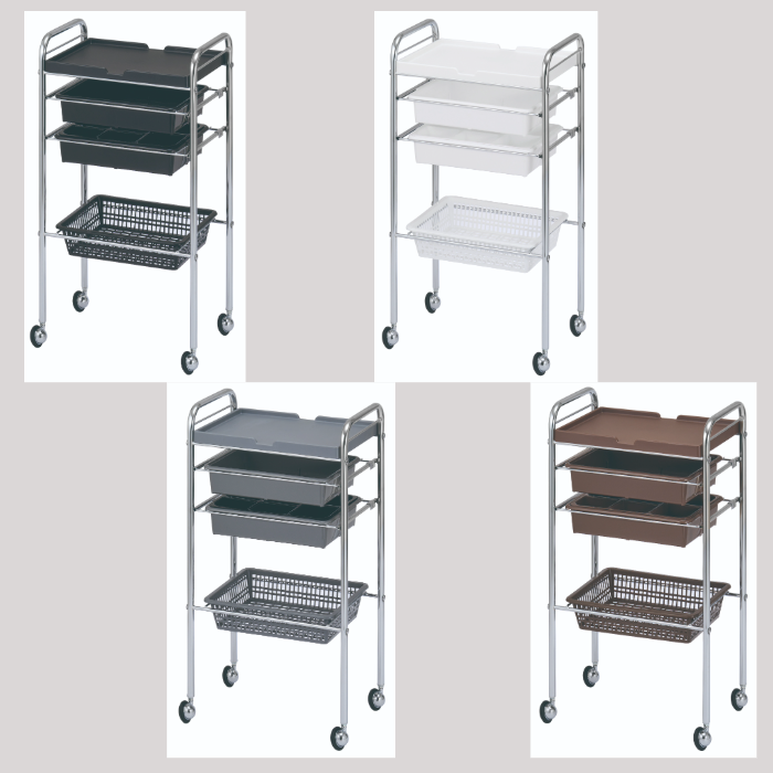 C-412セット台 4段 カラー4色 耐薬性に優れるメッキワゴンシリーズ 日本製