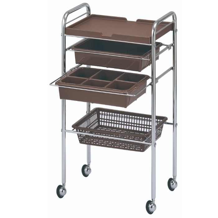 C-412セット台 4段 カラー4色 耐薬性に優れるメッキワゴンシリーズ 日本製