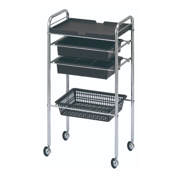 C-412セット台 4段 カラー4色 耐薬性に優れるメッキワゴンシリーズ 日本製