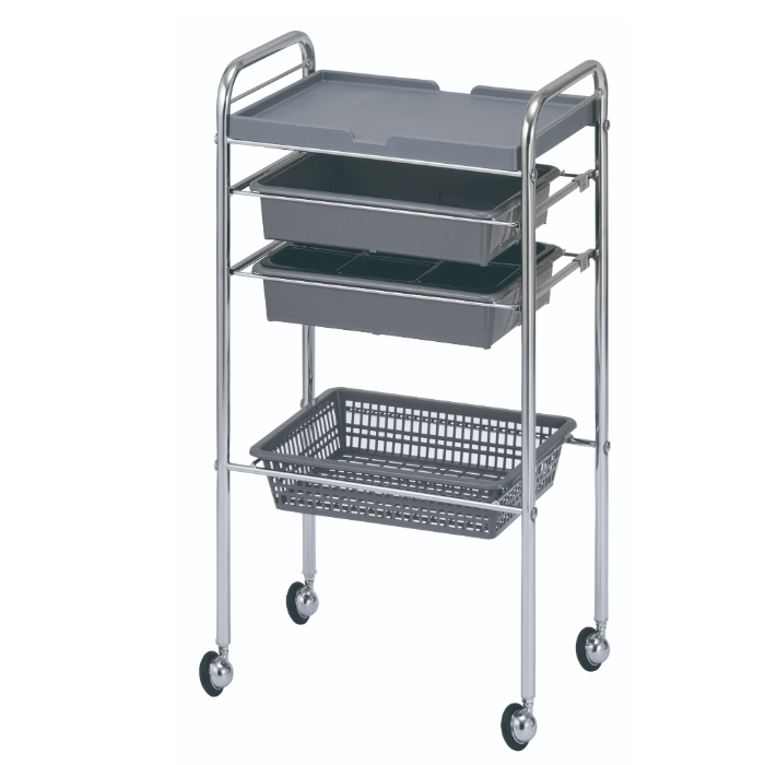 C-412セット台 4段 カラー4色 耐薬性に優れるメッキワゴンシリーズ 日本製