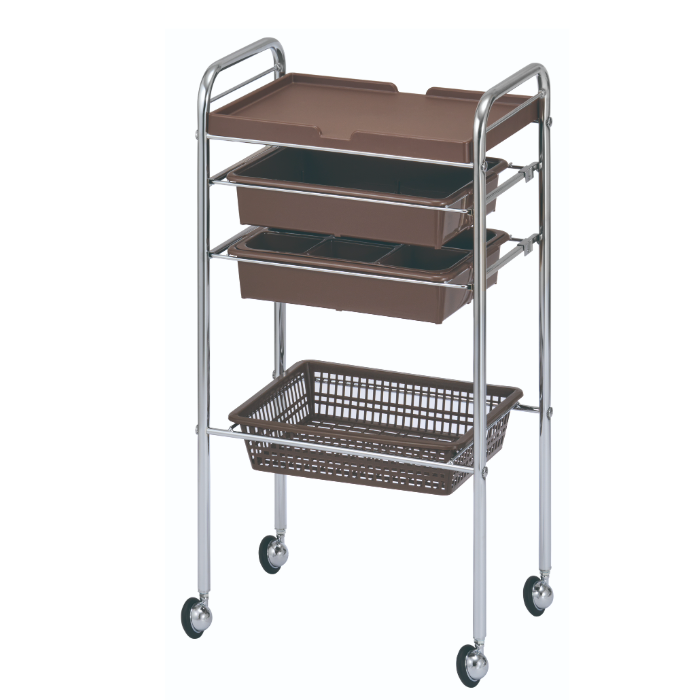 C-412セット台 4段 カラー4色 耐薬性に優れるメッキワゴンシリーズ 日本製