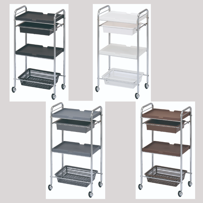 C-413セット台 4段 カラー4色 耐薬性に優れるメッキワゴンシリーズ 日本製