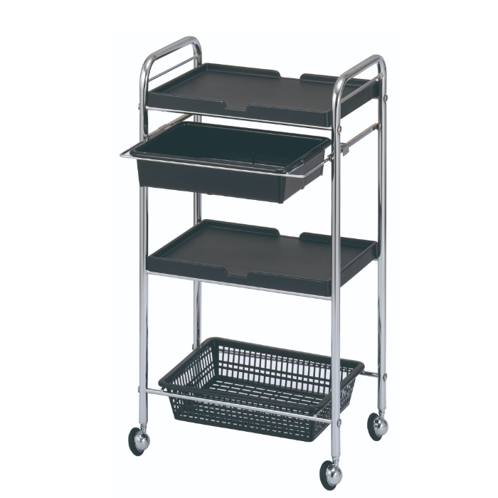 C-413セット台 4段 カラー4色 耐薬性に優れるメッキワゴンシリーズ 日本製