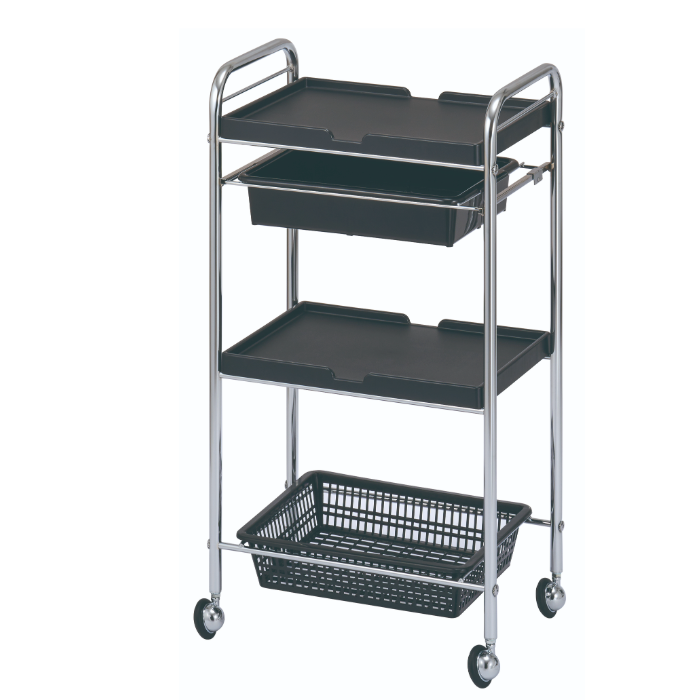 C-413セット台 4段 カラー4色 耐薬性に優れるメッキワゴンシリーズ 日本製