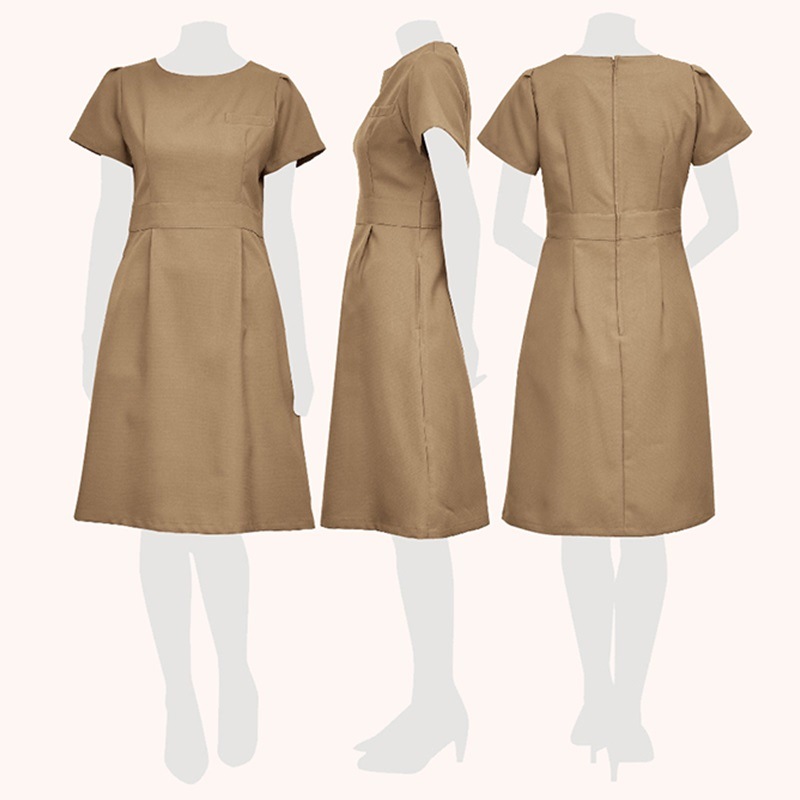 E-3136-5 ワンピース (2色 ブラック モカブラウン) SHIROTA(シロタ）