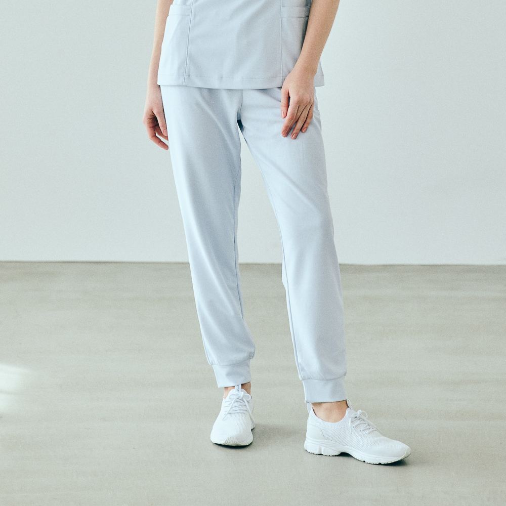 JILL STUART スクラブパンツストレッチジョガー サックス(4サイズ)