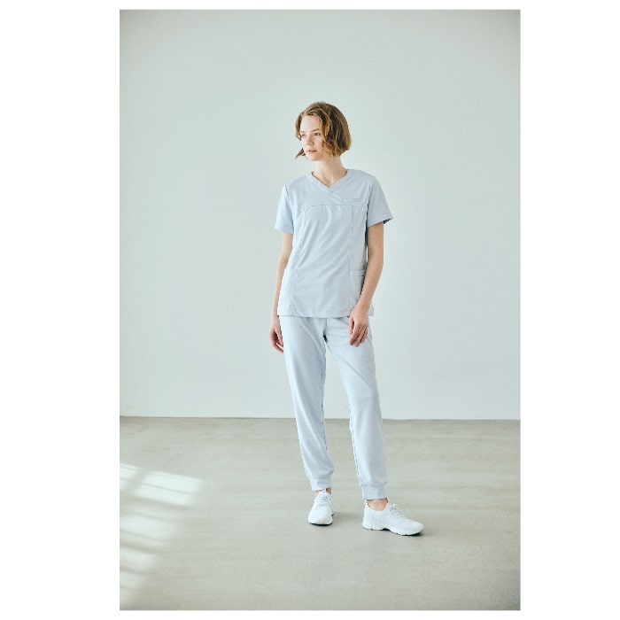 JILL STUART スクラブパンツストレッチジョガー サックス(4サイズ)