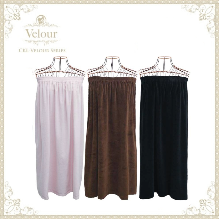 ベロアガウン 3色 ピンク／ブラウン／ブラック 高品質 サロンやスパに
