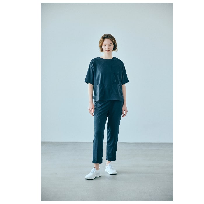 JILL STUART スクラブパンツストレッチストレート ネイビー(4サイズ)