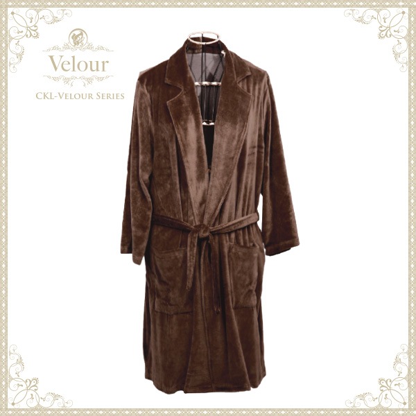 ベロアバスローブ ブラウンのみ ガウン