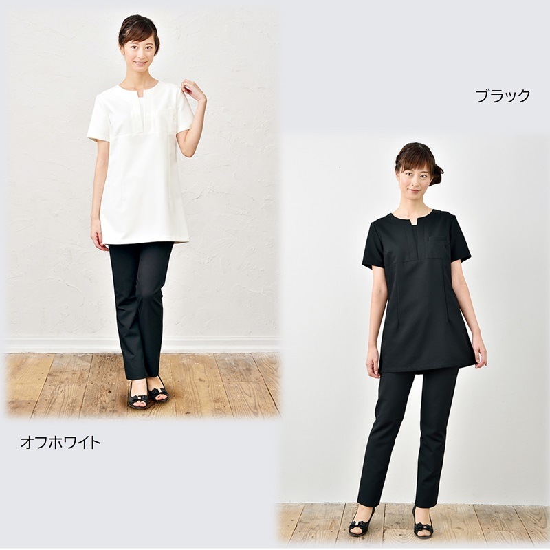E-3115 チュニック (2色 ブラック ライトベージュ) SHIROTA(シロタ)