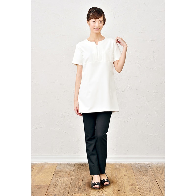 E-3115 チュニック (2色 ブラック ライトベージュ) SHIROTA(シロタ)