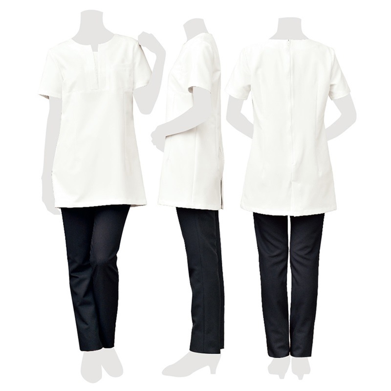 E-3115 チュニック (2色 ブラック ライトベージュ) SHIROTA(シロタ)