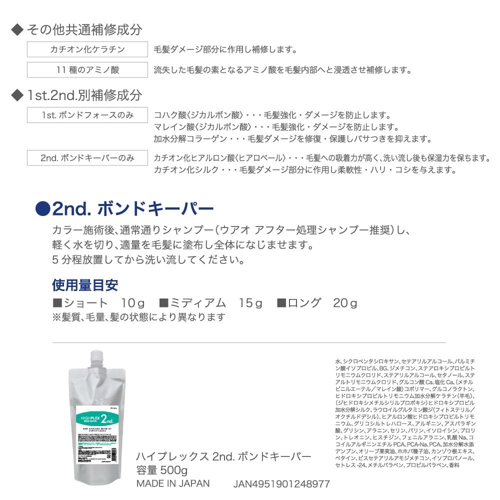 ウアオ ハイプレックス2 ボンドキーパー WUAO 施術後に使用するアフタートリートメント