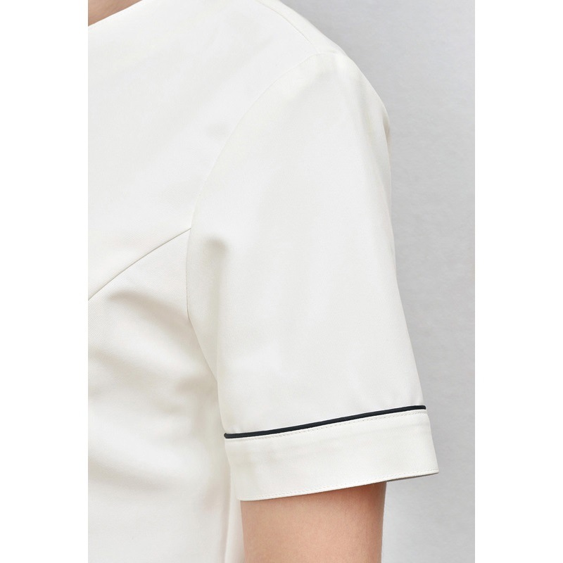 E-3114 ワンライン チュニック (2色 ブラック ライトベージュ) SHIROTA(シロタ）