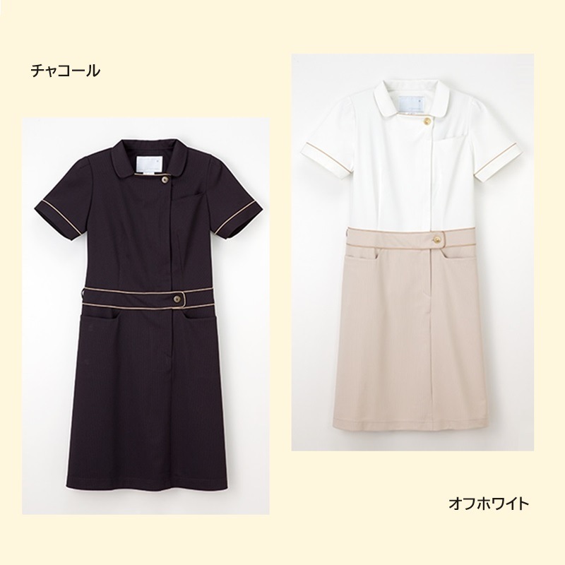 LH6277 ワンピース  チャコール オフホワイト NAGAILEBEN Beads Berry ナガイレーベンビーズベリー