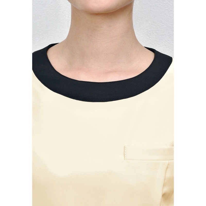 E-3112 チュニック ライトベージュ×ブラック SHIROTA(シロタ）