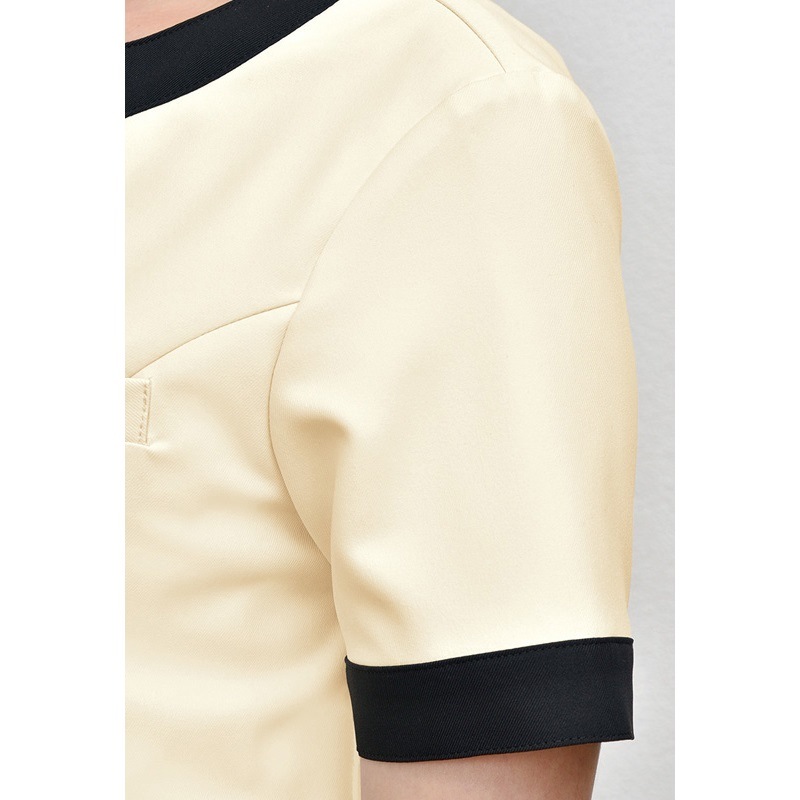 E-3112 チュニック ライトベージュ×ブラック SHIROTA(シロタ）