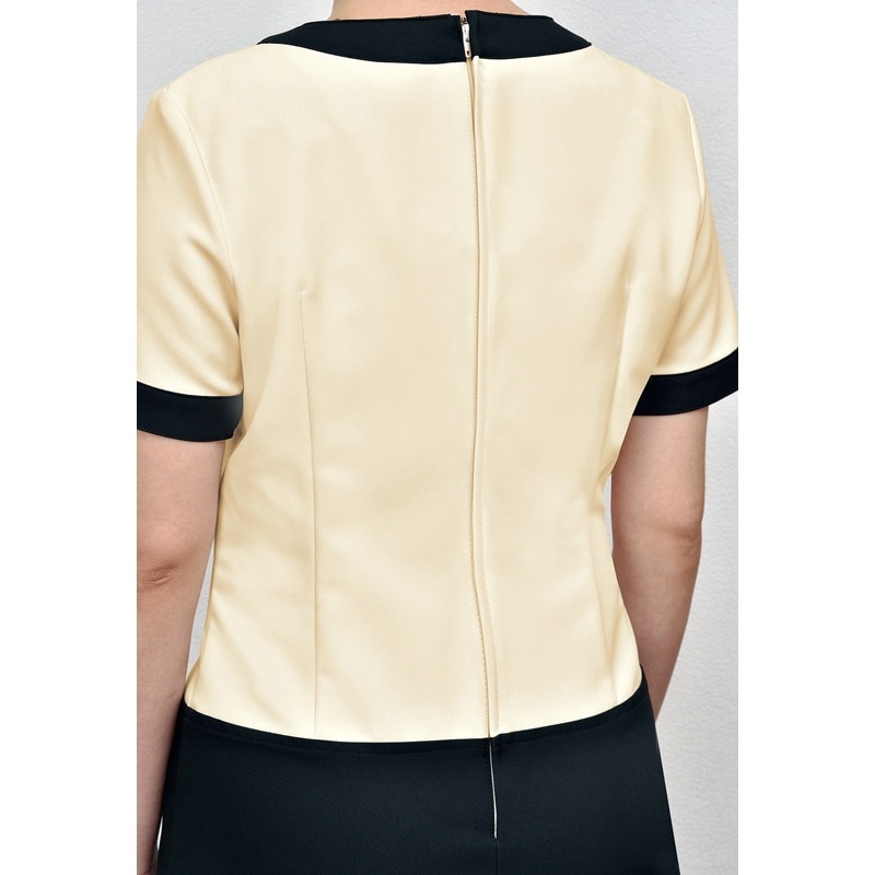 E-3112 チュニック ライトベージュ×ブラック SHIROTA(シロタ）