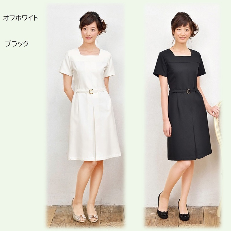 E-3080 ワンピース (2色 オフホワイト ブラック) SHIROTA(シロタ）