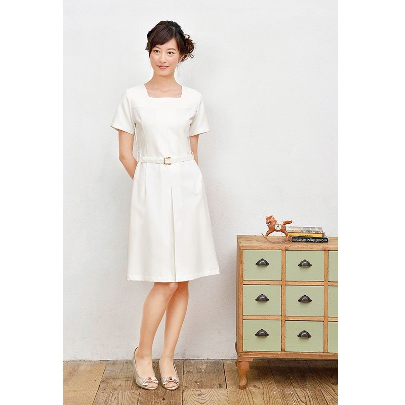 E-3080 ワンピース (2色 オフホワイト ブラック) SHIROTA(シロタ）