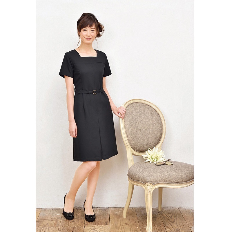 E-3080 ワンピース (2色 オフホワイト ブラック) SHIROTA(シロタ）