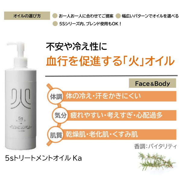 【ポイント10倍】 5sトリートメントオイル ka 500mL （火） モディッシュ 不安や冷え性に血行を促進