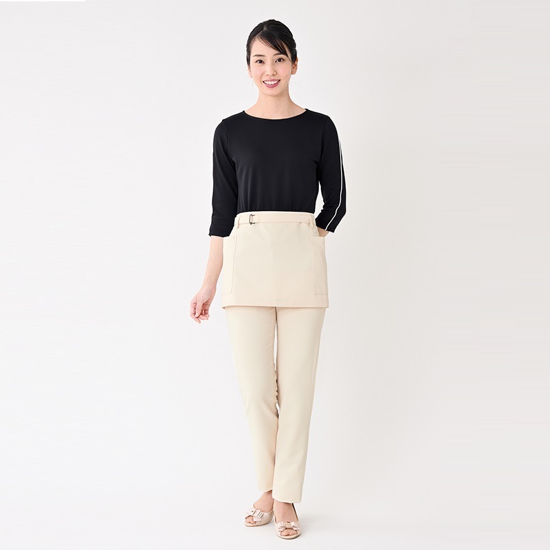 E-3090 エプロン (2色 ライトベージュ ブラック) SHIROTA(シロタ)