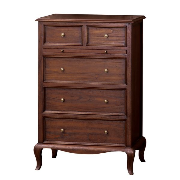 アンティーク調 スライド棚付チェスト 4段