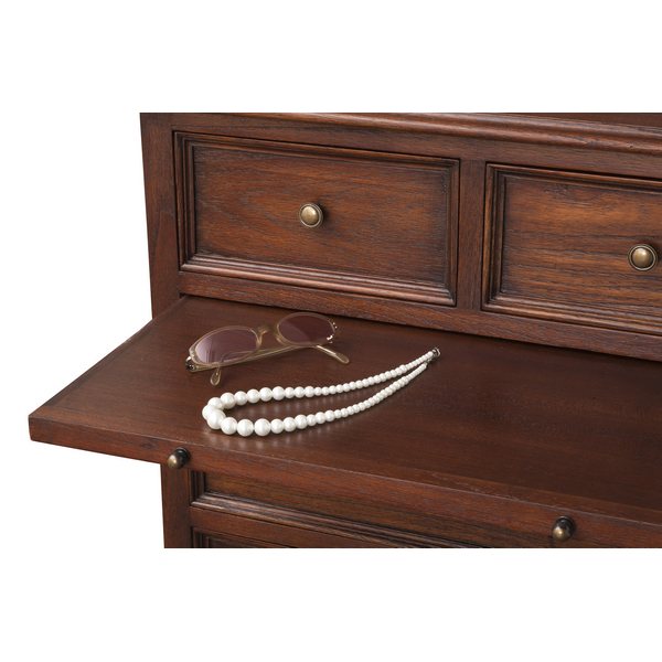 アンティーク調 スライド棚付チェスト 4段