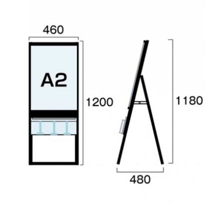 ブラックパンフレットケーススタンド看板 Uタイプ A2片面の商品