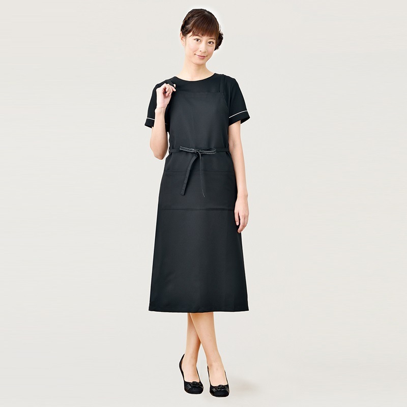 3103 エプロン (ライトベージュ ブラック) SHIROTA(シロタ)