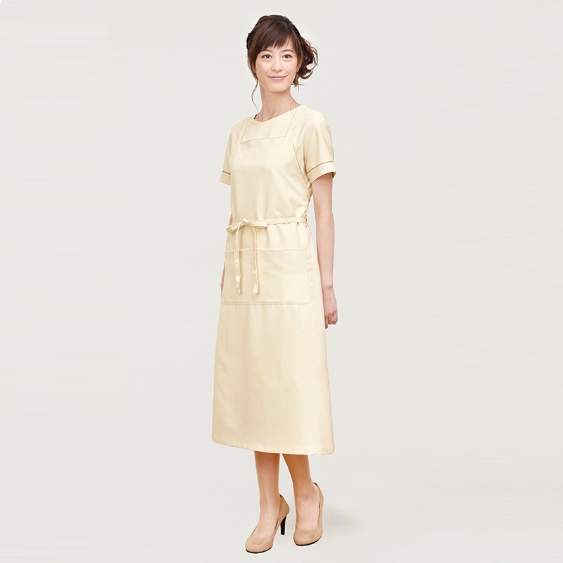 3103 エプロン (ライトベージュ ブラック) SHIROTA(シロタ)