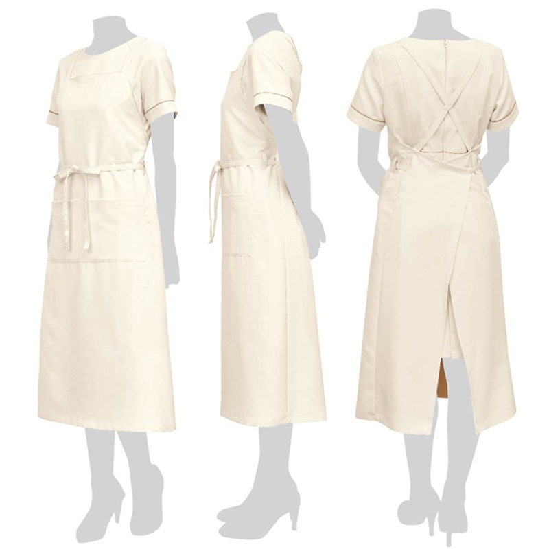 3103 エプロン (ライトベージュ ブラック) SHIROTA(シロタ)