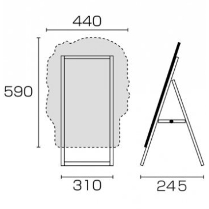 ポップルスタンド看板シルエット 45×60片面ブラック 足形の商品