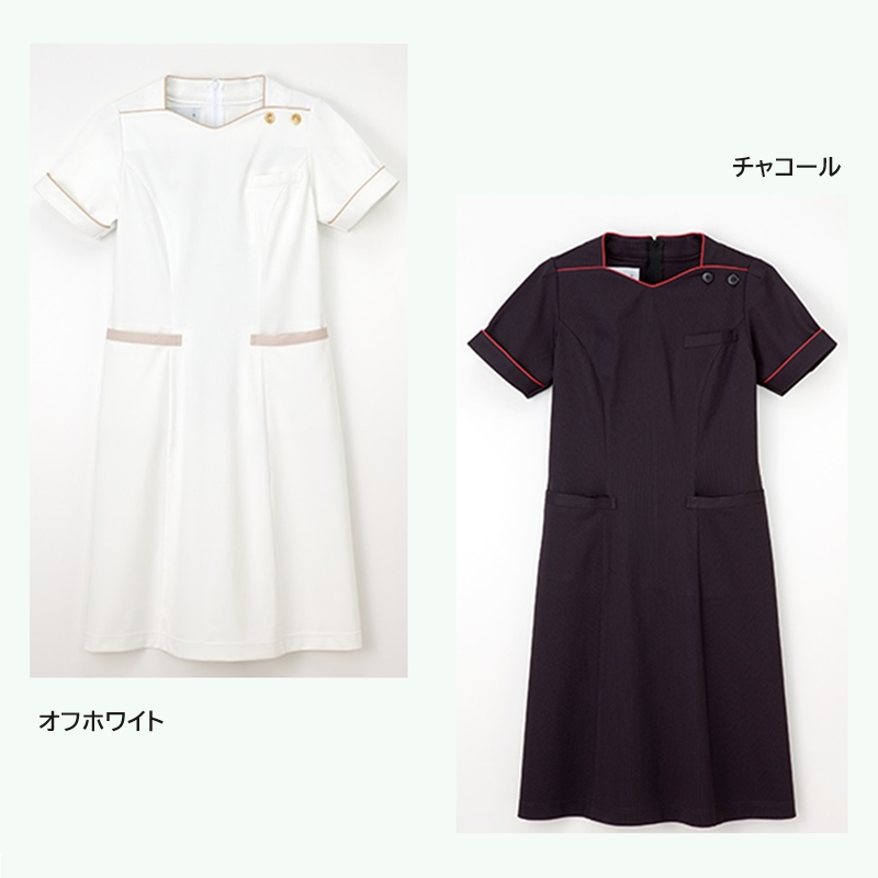 LH6287 ワンピース オフホワイト チャコール NAGAILEBEN Beads Berry ナガイレーベンビーズベリー