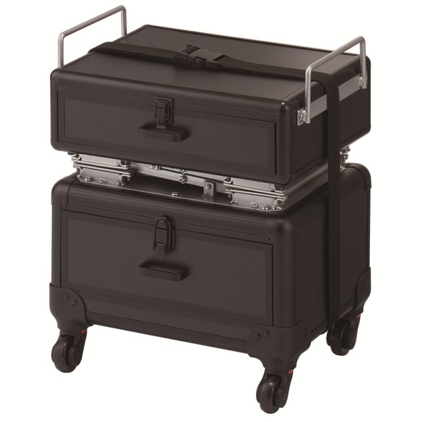 訪問美容 昇降ワゴン C-800リフティング収納BOX 2段 高さ49-85.7×幅39×奥行30cm