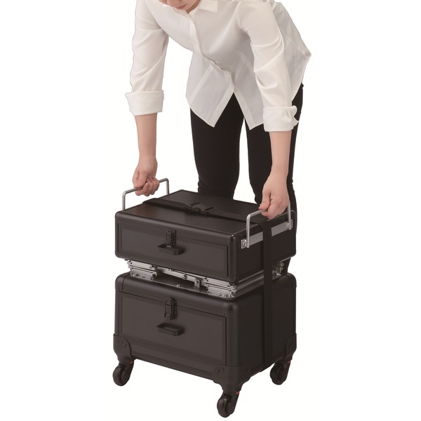 訪問美容 昇降ワゴン C-800リフティング収納BOX 2段 高さ49-85.7×幅39×奥行30cm