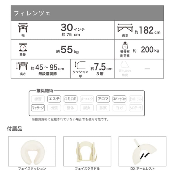 電動昇降マッサージベッド フォンタナ フィレンツェ e-チルト30 幅75cm 低反発クッション 約60kg