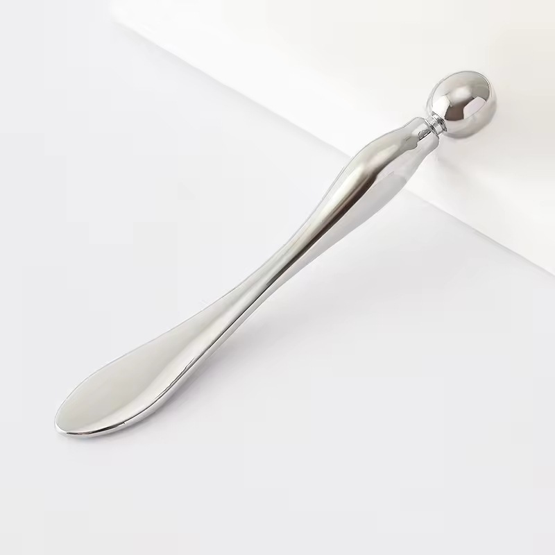 アイクリーム 美容スパチュラ 温冷 金属アプリケーター 10cm シルバー 目元ケア 目元マッサージ