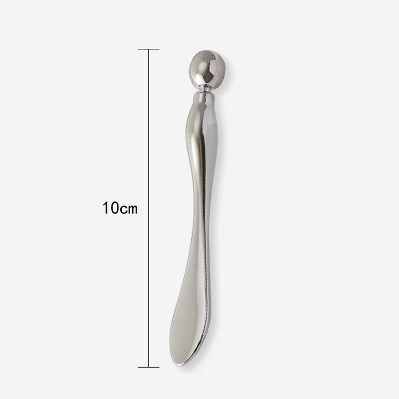 アイクリーム 美容スパチュラ 温冷 金属アプリケーター 10cm シルバー 目元ケア 目元マッサージ