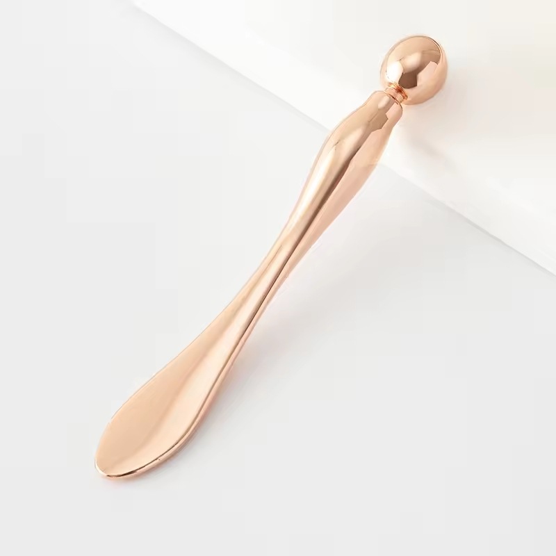 アイクリーム 美容スパチュラ 温冷 金属アプリケーター 10cm ローズピンク 目元ケア 目元マッサージ