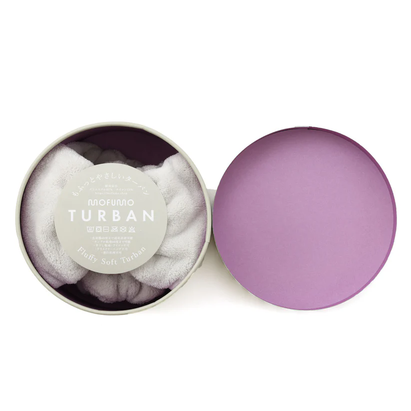 mofumo モフモ ターバン color: ベリー(ライトパープル) フロスティ(ライトグレー)