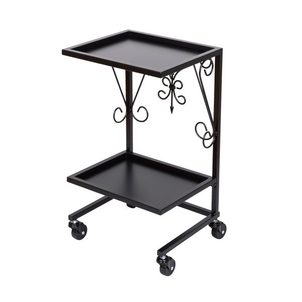 N.B.A.A.(エヌビーエーエー) サロン アイアンワゴン コンパクト 2段 ブラック 高さ58.5×幅33×奥行28cm