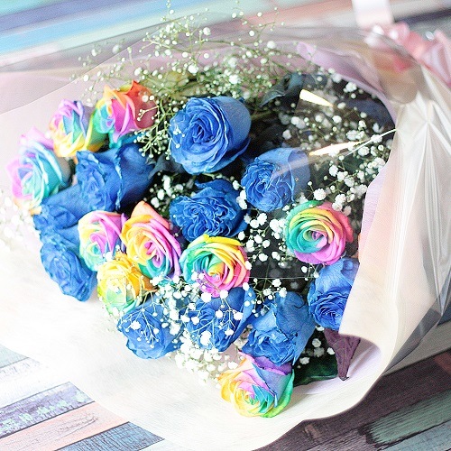 送料・クール便・ラッピング無料】染めバラ ブルーローズ10本＋