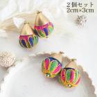 2個セット インド刺繍アクセサリーパーツ 刺繍ピアスパーツ イヤリング作り クッションパーツ ピアスパーツ エスニックピアス 営業日即日発送 |ボタンパーツ|パーツ