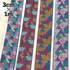 3cm幅 幾何柄模様 柄リボン 刺?リボンブレード チロルテープ カメラチェーン スマホショルダーストラップ 営業日即日発送|刺繍・チロリアンテープ|テープリボン