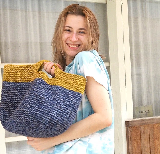 ハンドメイド手編みヘンプBAG ラウンド持ち手バック サマーバック カゴバック 植木鉢カバー 収納ボックス インテリア雑貨 営業日即日発送 ＜オリジナル商品 送料無料＞