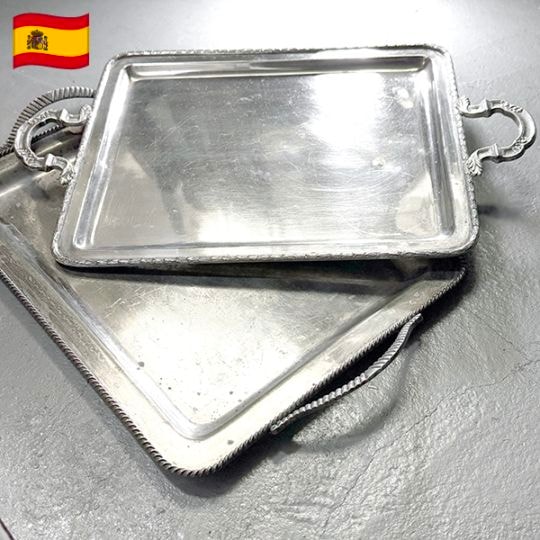 ヨーロッパアンティーク シルバープレート銀製プレートビンテージトレイ ヴィンテージサルヴァ インテリア雑貨 スペイン蚤の市買い付け 営業日即日発送  ＜送料無料＞